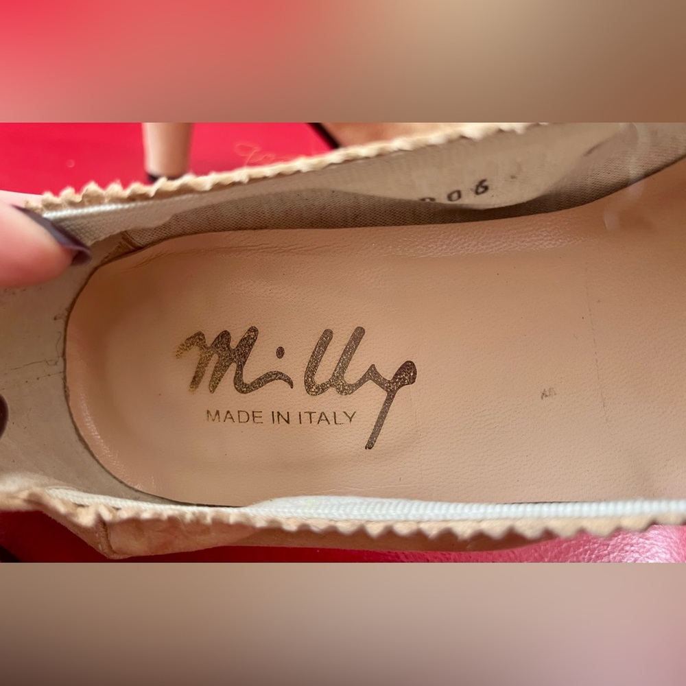 Milly Soft suede Sculptural Shape Pump Hand Made In Italy, Size 7 - Picture 5 of 9